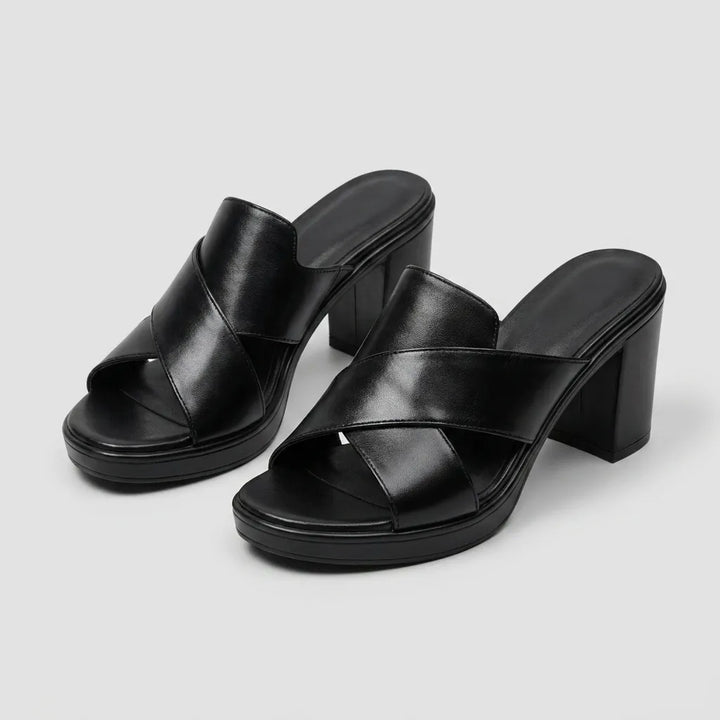 Women's Platform Block Heel Sandals with Slip-on Style