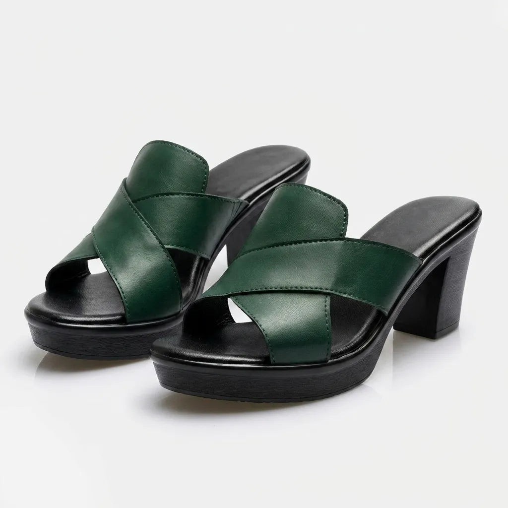 Women's Platform Block Heel Sandals with Slip-on Style