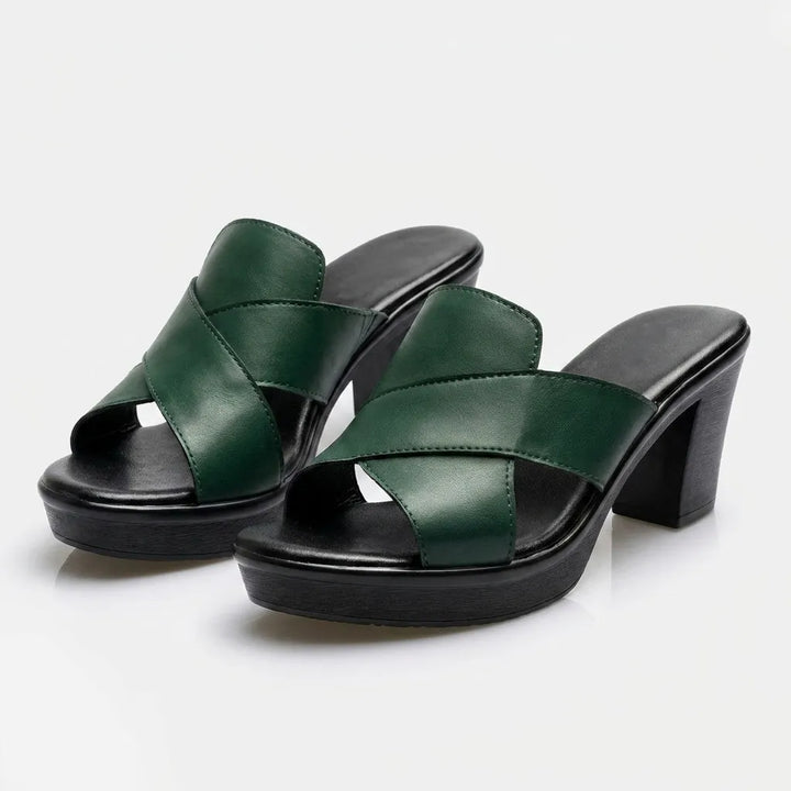 Women's Platform Block Heel Sandals with Slip-on Style