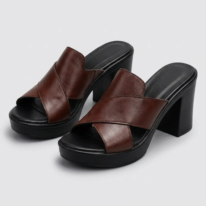 Women's Platform Block Heel Sandals with Slip-on Style