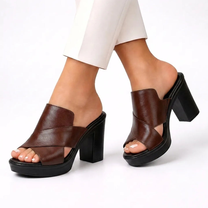 Women's Platform Block Heel Sandals with Slip-on Style