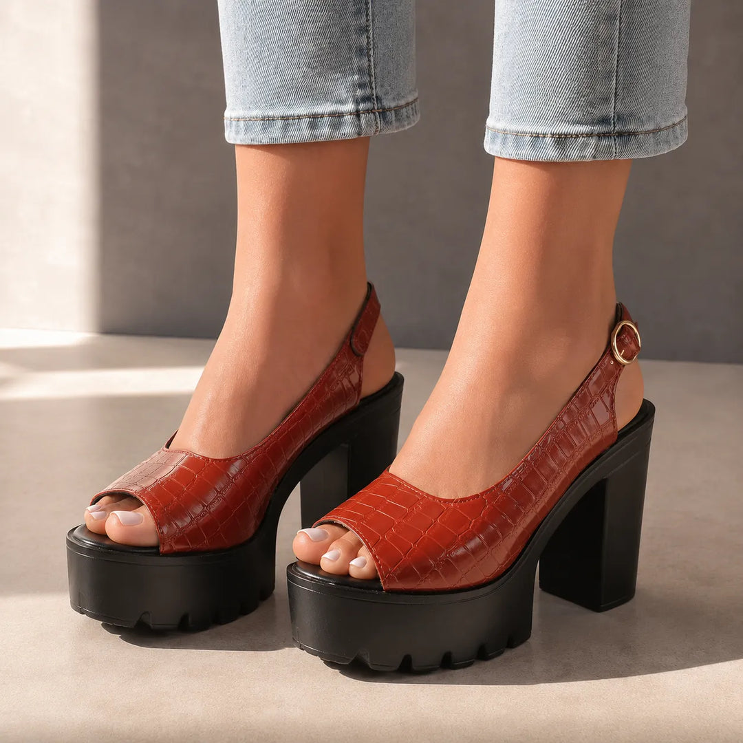 Women's Platform Chunky Sandals with Adjustable Strap