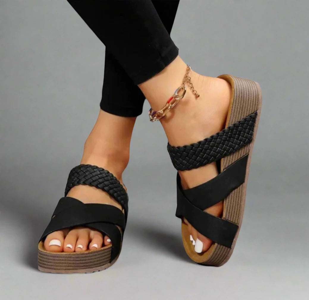 Women's Platform Comfy Sandals with Padded Footbed