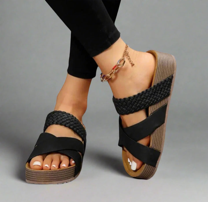 Women's Platform Comfy Sandals with Padded Footbed