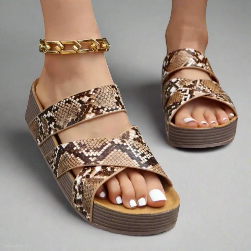 Women's Platform Comfy Sandals with Padded Footbed