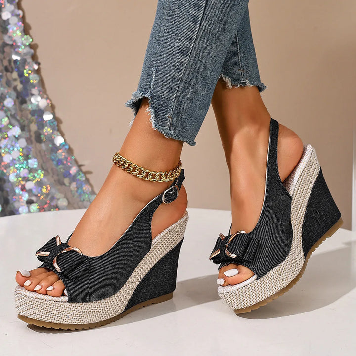 Women’s Platform Heeled Sandals with Adjustable Strap