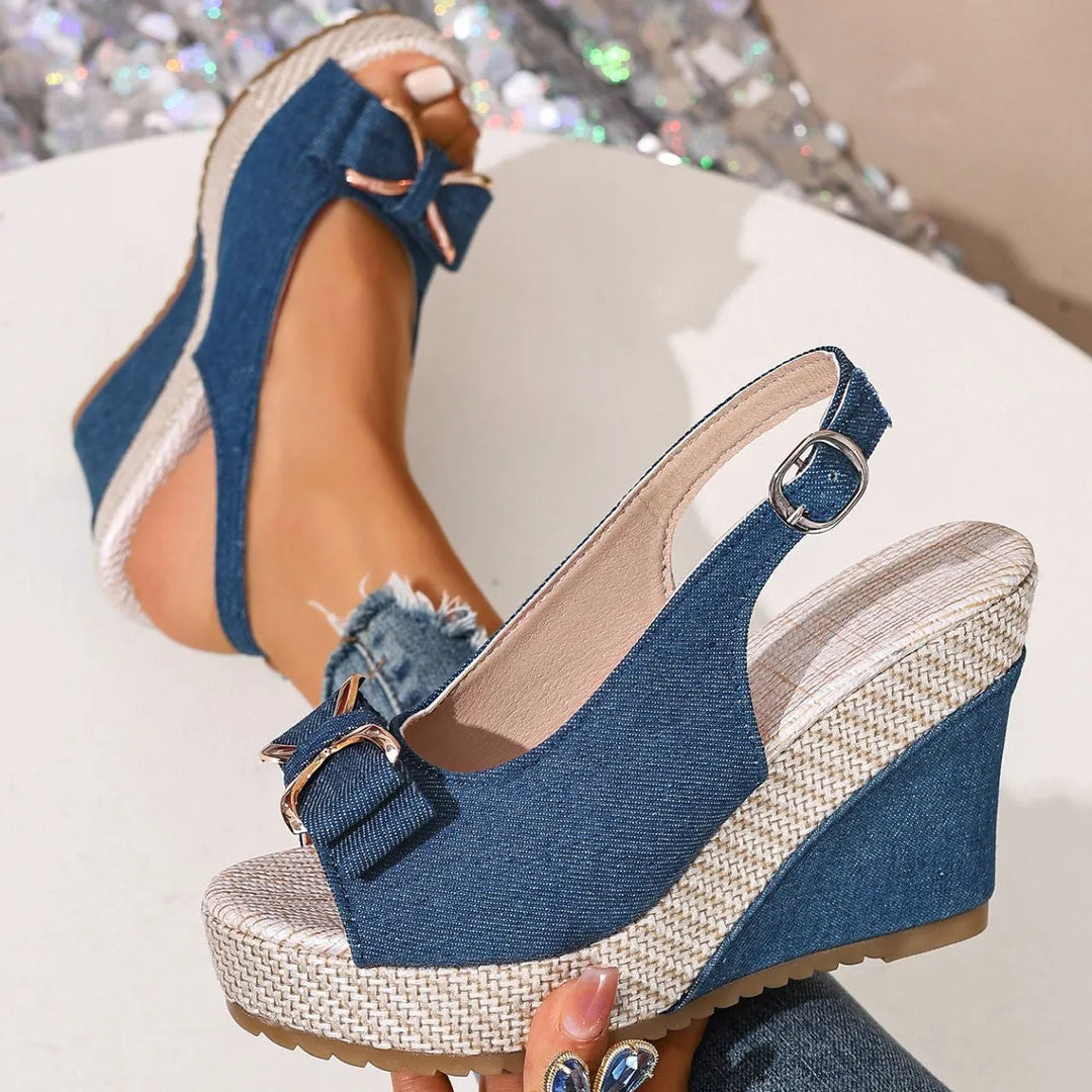 Women’s Platform Heeled Sandals with Adjustable Strap
