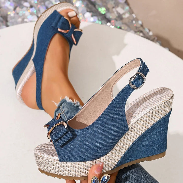 Women’s Platform Heeled Sandals with Adjustable Strap