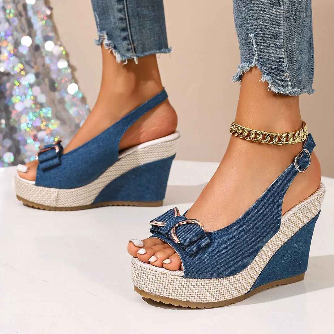 Women’s Platform Heeled Sandals with Adjustable Strap