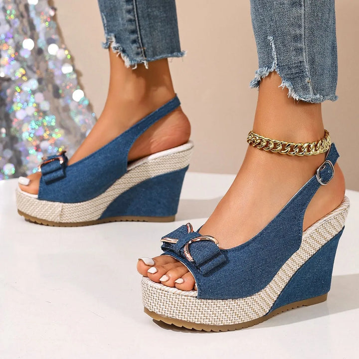 Women’s Platform Heeled Sandals with Adjustable Strap