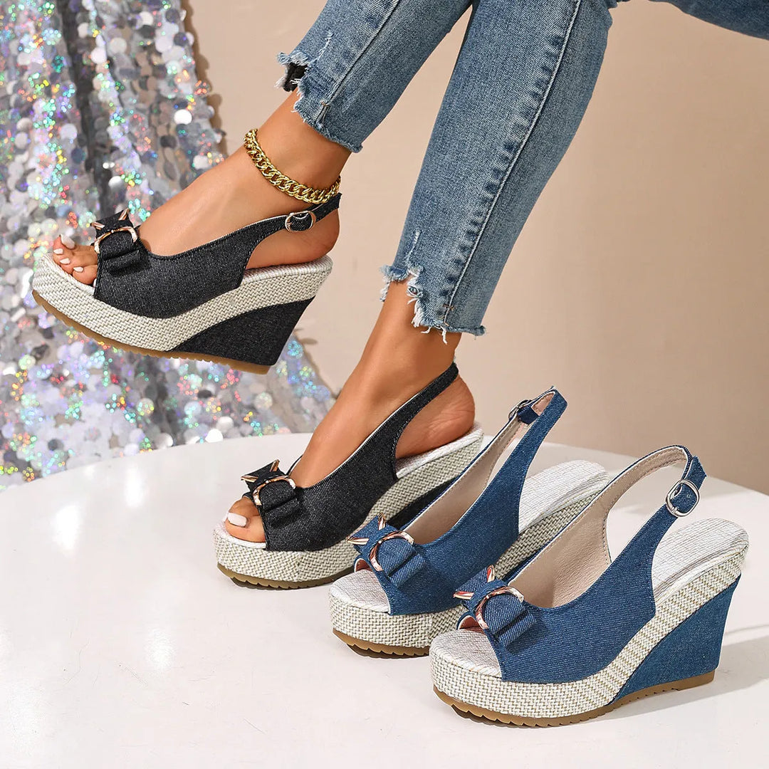 Women’s Platform Heeled Sandals with Adjustable Strap