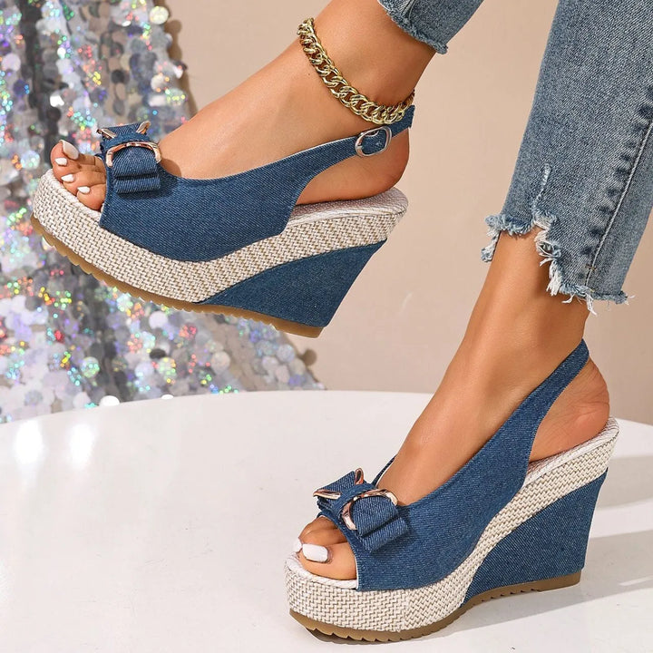 Women’s Platform Heeled Sandals with Adjustable Strap