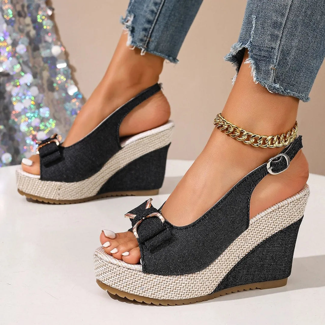 Women’s Platform Heeled Sandals with Adjustable Strap