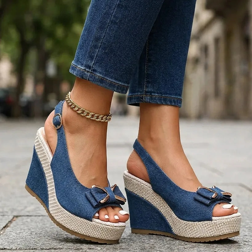 Women’s Platform Heeled Sandals with Adjustable Strap