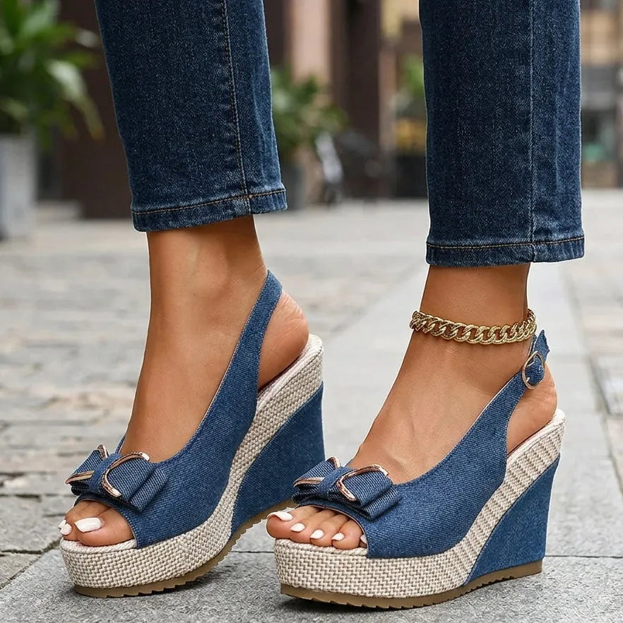 Women’s Platform Heeled Sandals with Adjustable Strap