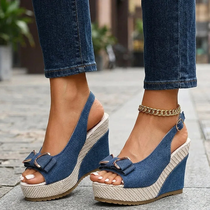 Women’s Platform Heeled Sandals with Adjustable Strap