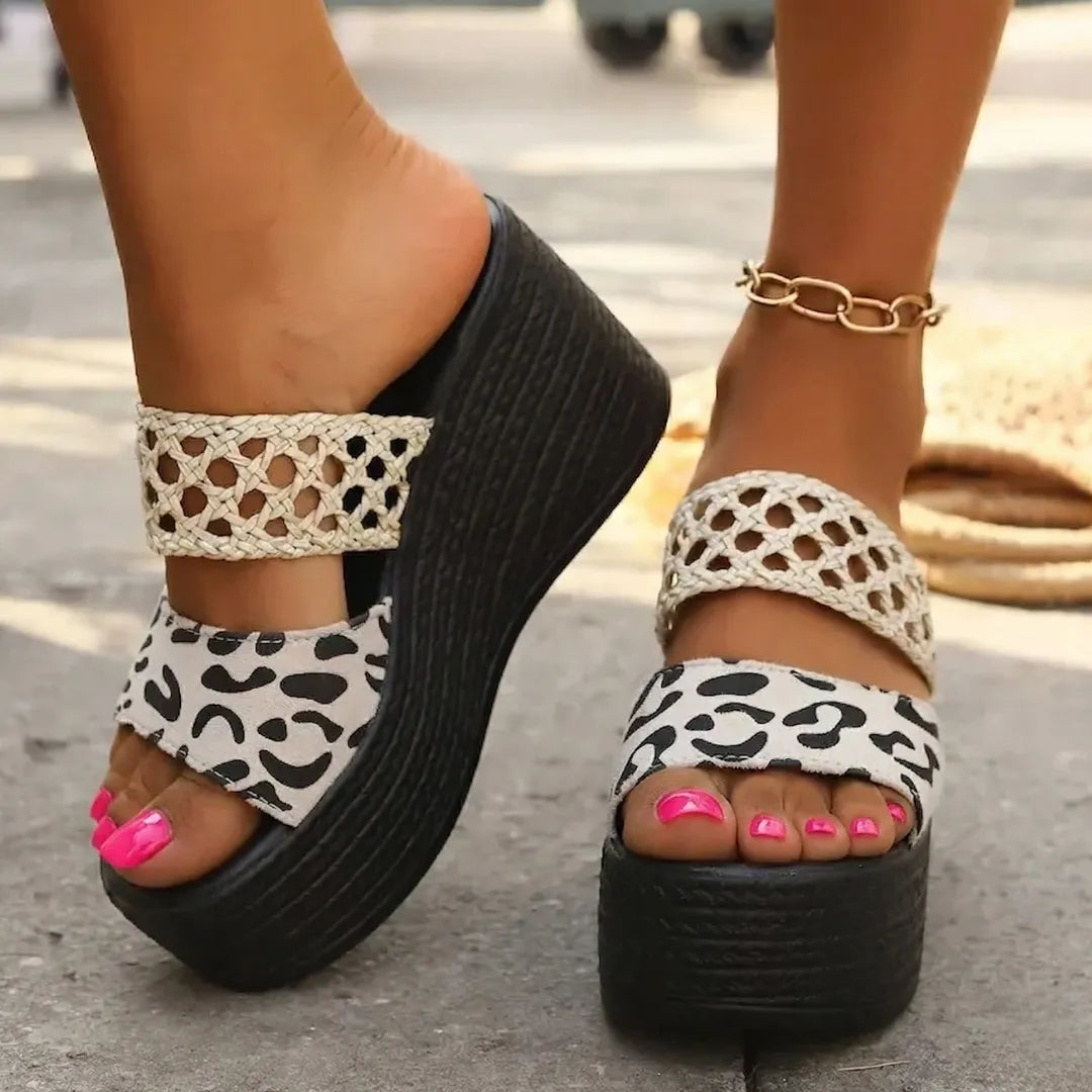 Women's Platform Heeled Sandals with Cushioned Footbed
