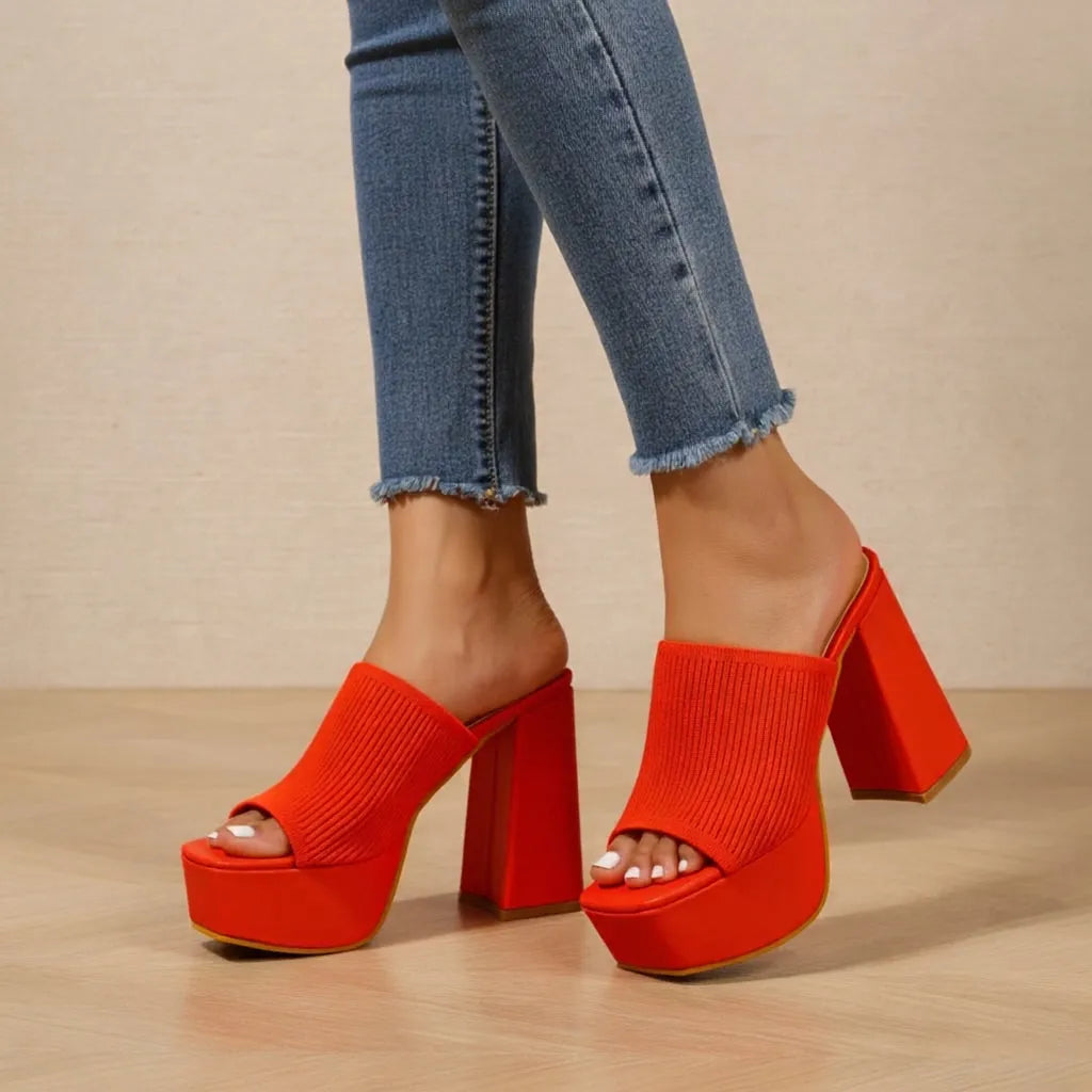 Women's Platform Heeled Sandals with Soft Lining