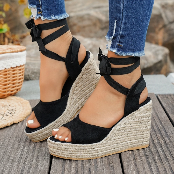 Women's Platform Heeled Sandals with Wide Strap