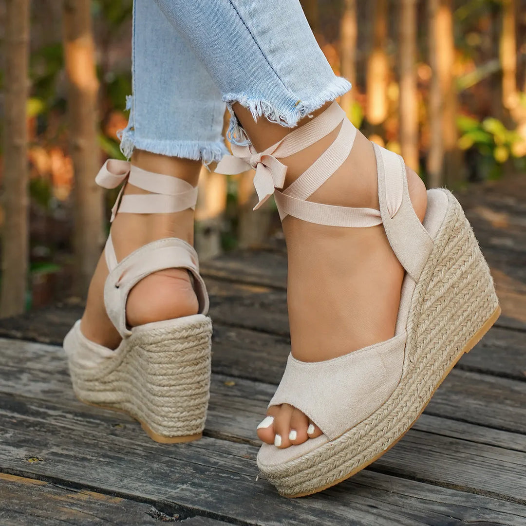 Women's Platform Heeled Sandals with Wide Strap
