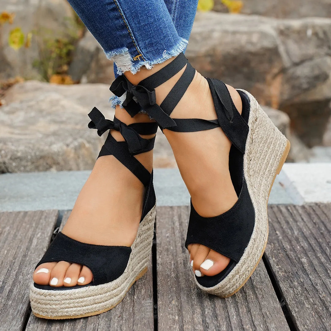 Women's Platform Heeled Sandals with Wide Strap