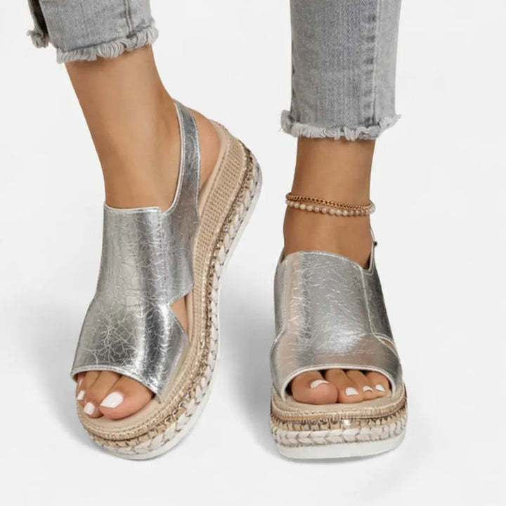 Women's Platform Sandals with Cushioned Insole and Adjustable Strap