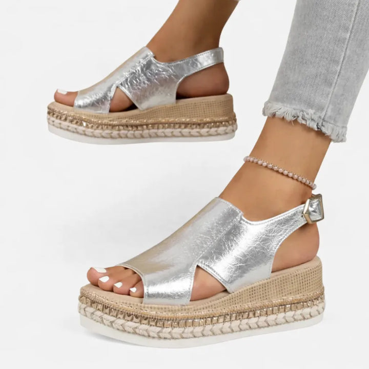 Women's Platform Sandals with Cushioned Insole and Adjustable Strap