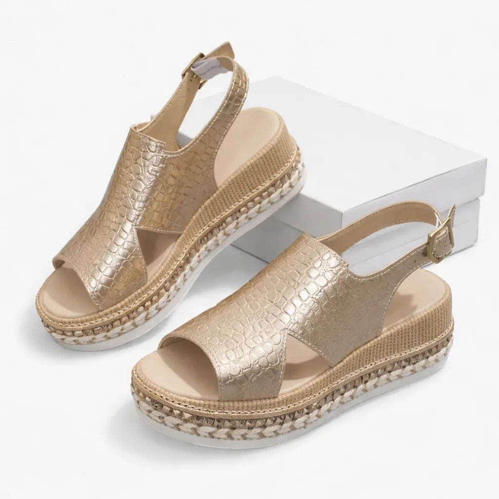Women's Platform Sandals with Cushioned Insole and Adjustable Strap