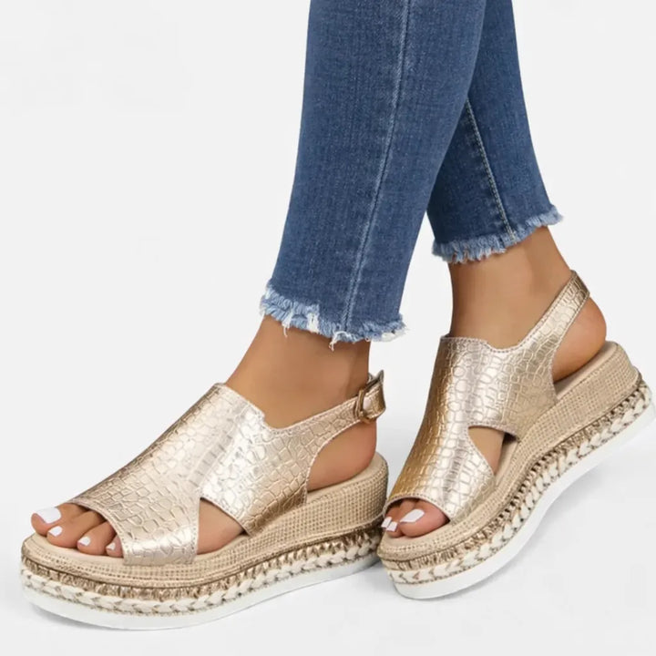 Women's Platform Sandals with Cushioned Insole and Adjustable Strap