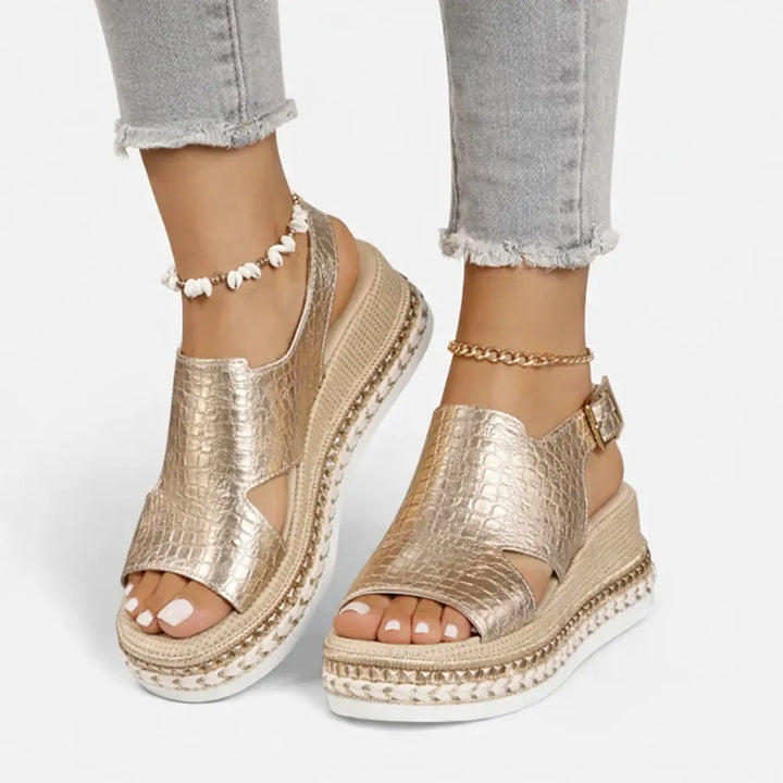 Women's Platform Sandals with Cushioned Insole and Adjustable Strap