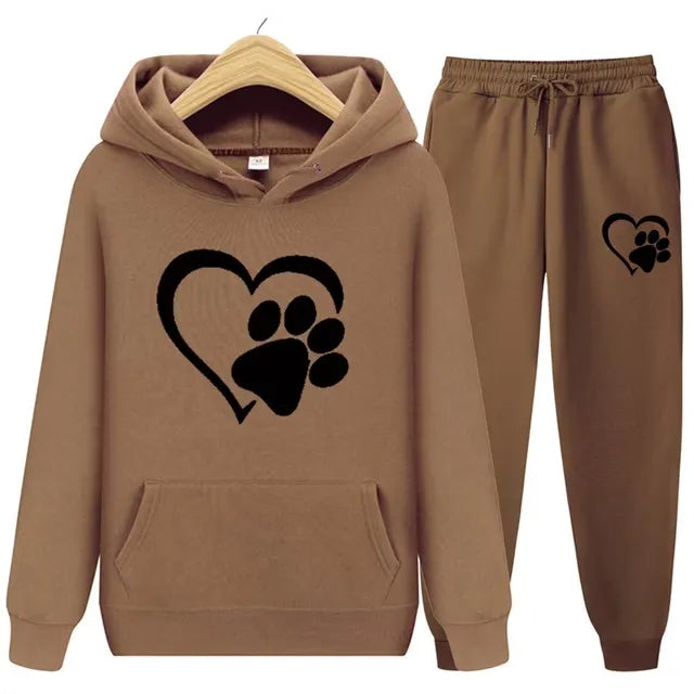 Women’s Printed Hoodie with Long Sleeves and Trousers Set