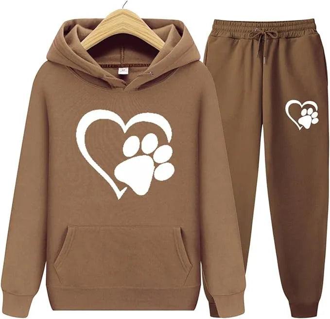 Women’s Printed Hoodie with Long Sleeves and Trousers Set