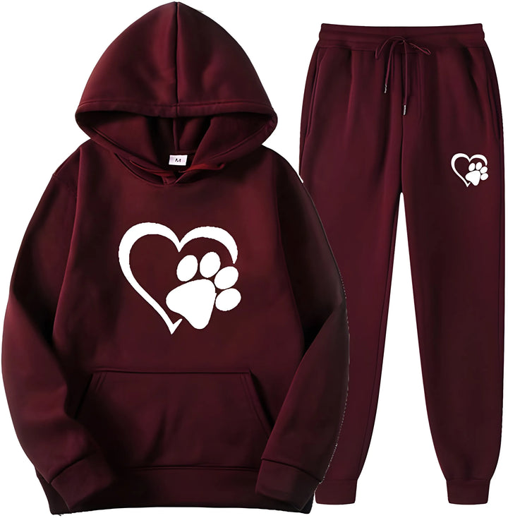 Women’s Printed Hoodie with Long Sleeves and Trousers Set