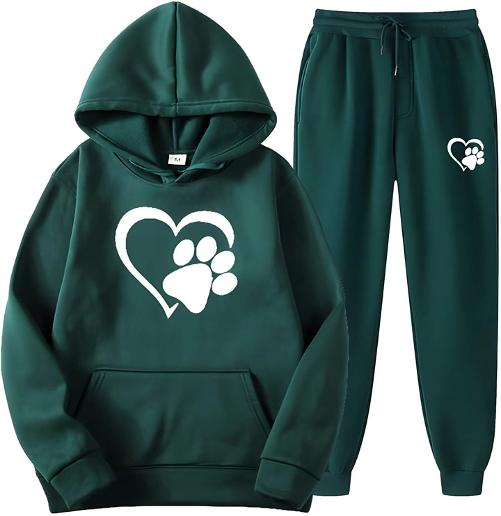 Women’s Printed Hoodie with Long Sleeves and Trousers Set