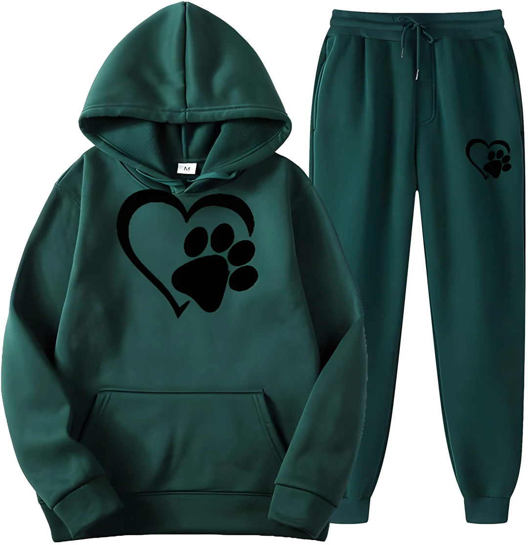 Women’s Printed Hoodie with Long Sleeves and Trousers Set
