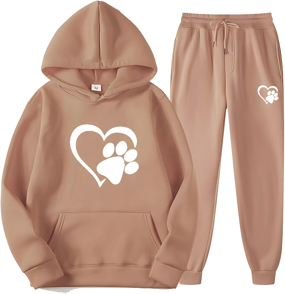 Women’s Printed Hoodie with Long Sleeves and Trousers Set
