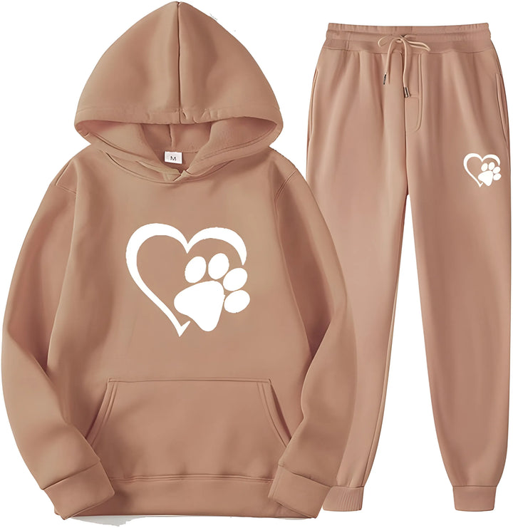 Women’s Printed Hoodie with Long Sleeves and Trousers Set