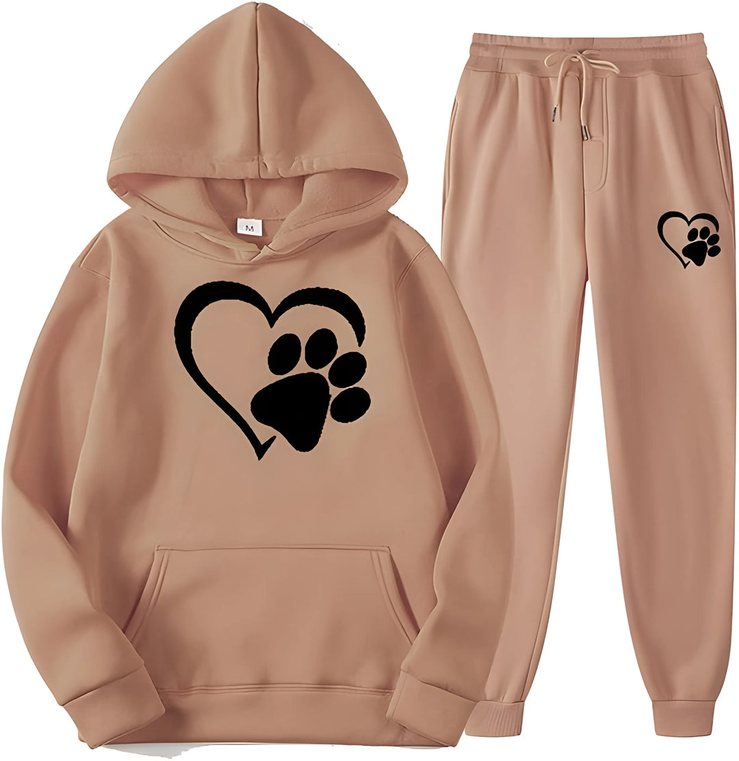 Women’s Printed Hoodie with Long Sleeves and Trousers Set