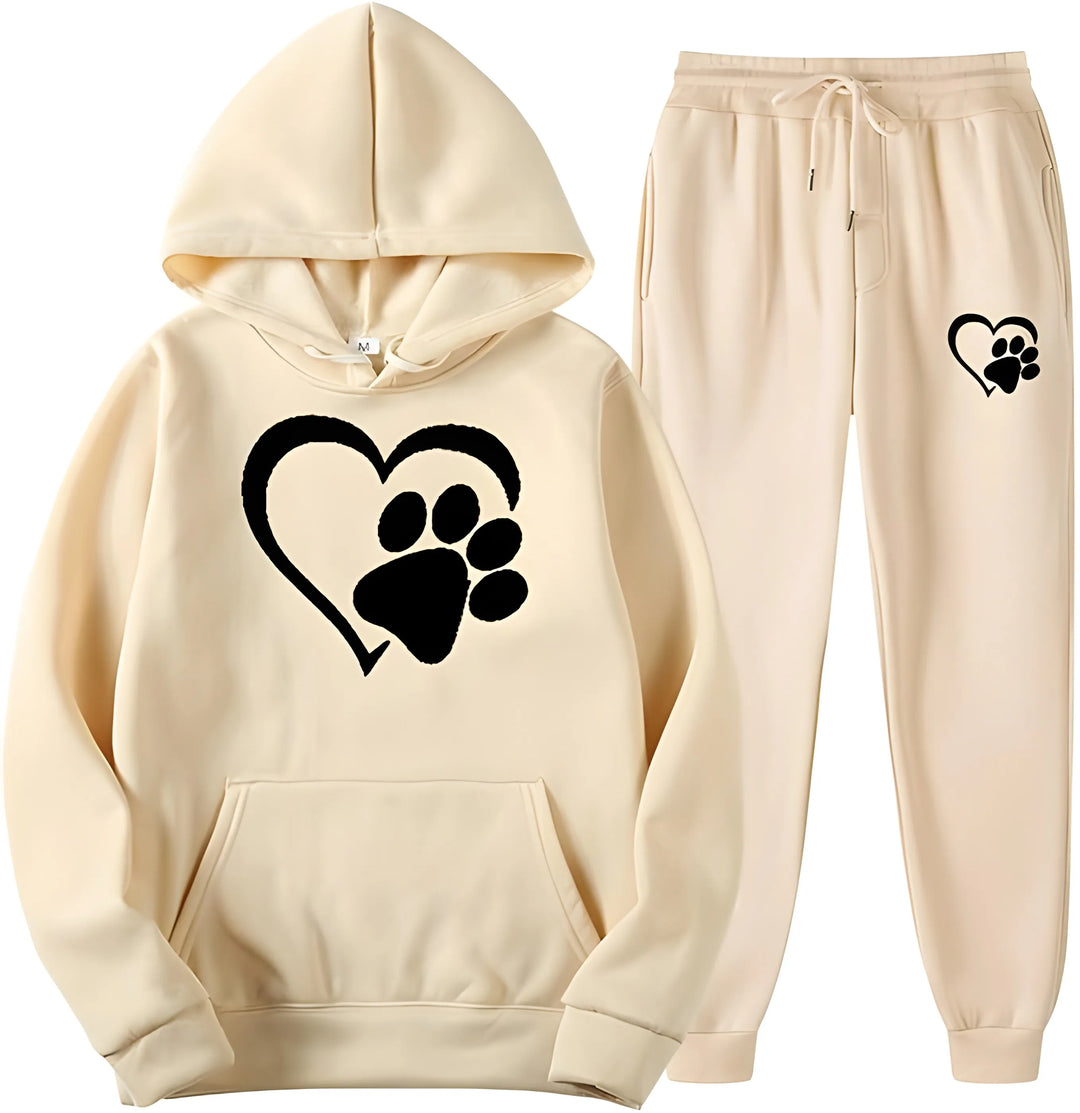 Women’s Printed Hoodie with Long Sleeves and Trousers Set