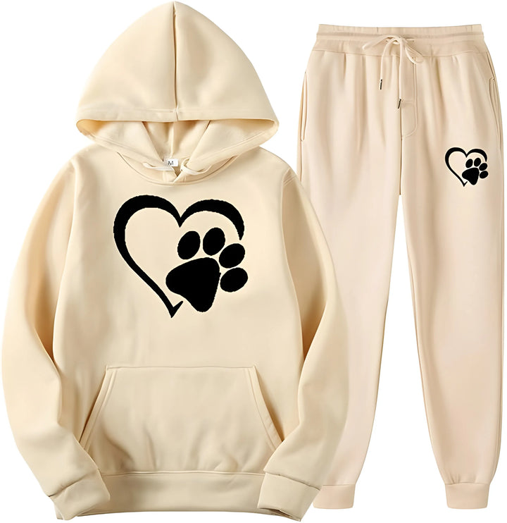 Women’s Printed Hoodie with Long Sleeves and Trousers Set