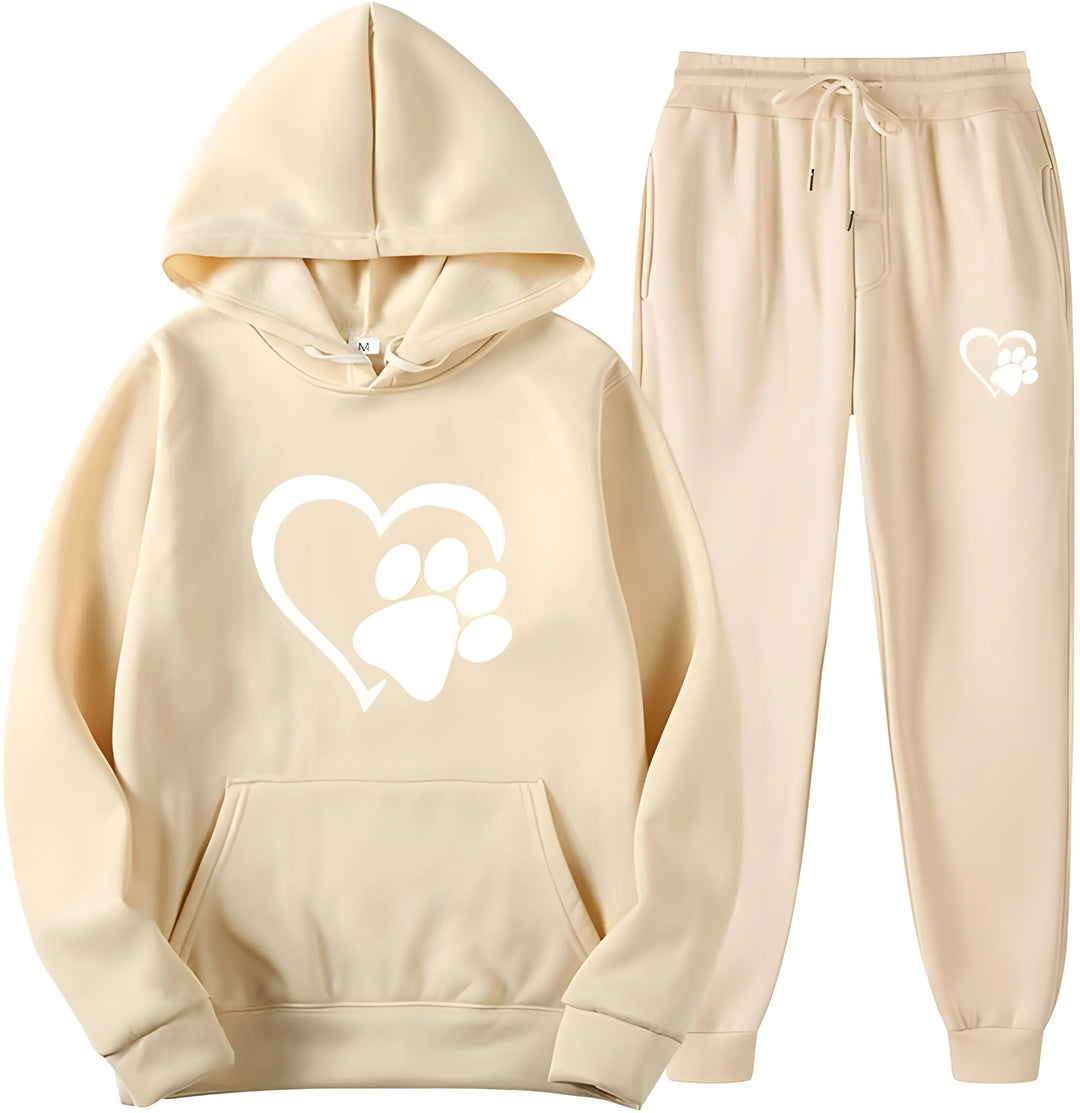 Women’s Printed Hoodie with Long Sleeves and Trousers Set