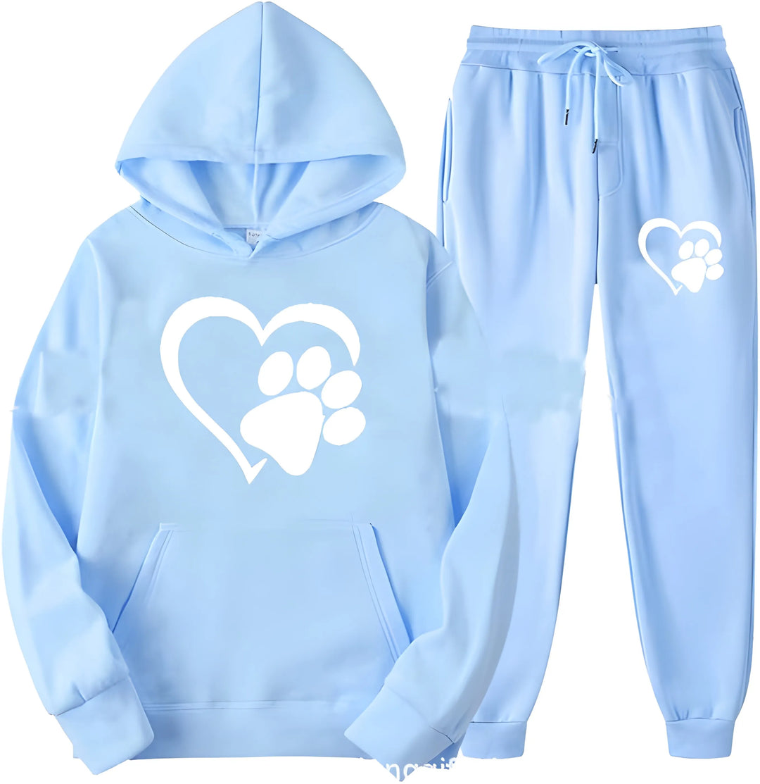 Women’s Printed Hoodie with Long Sleeves and Trousers Set