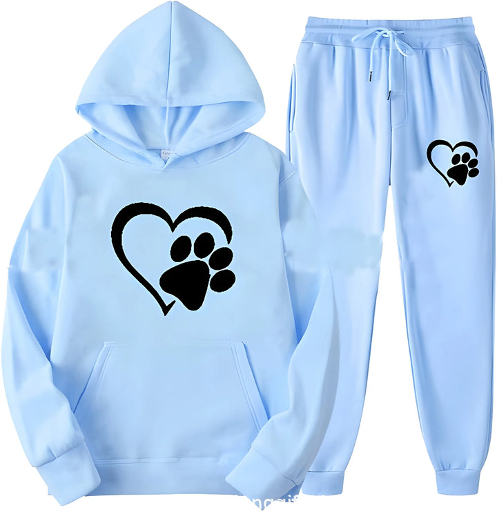 Women’s Printed Hoodie with Long Sleeves and Trousers Set