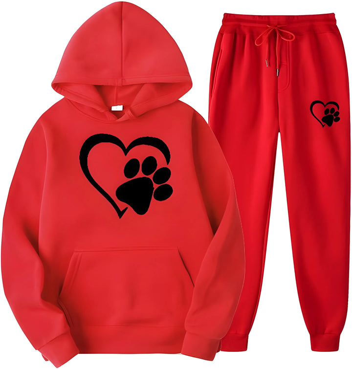 Women’s Printed Hoodie with Long Sleeves and Trousers Set