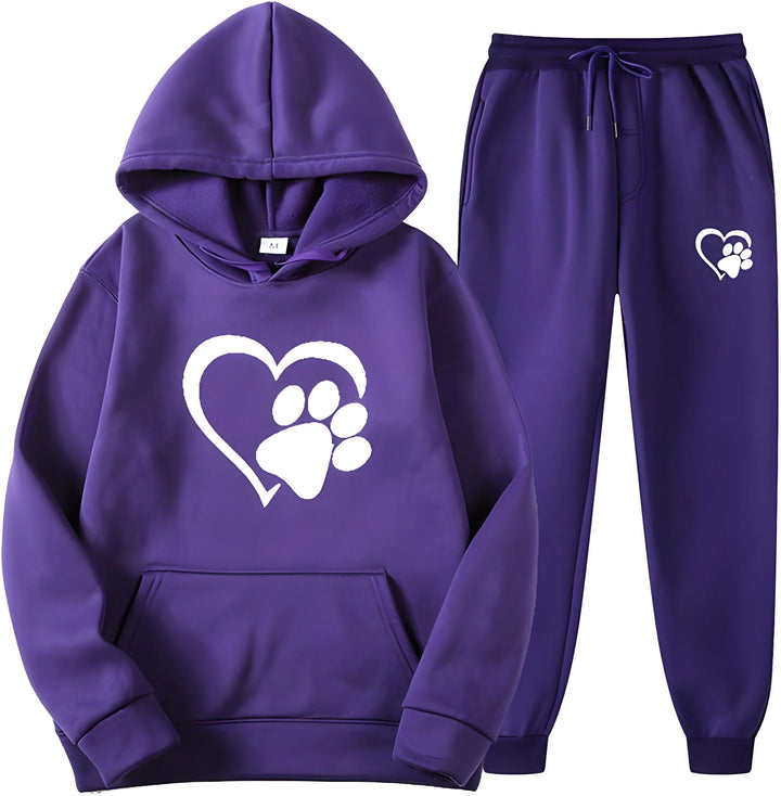 Women’s Printed Hoodie with Long Sleeves and Trousers Set
