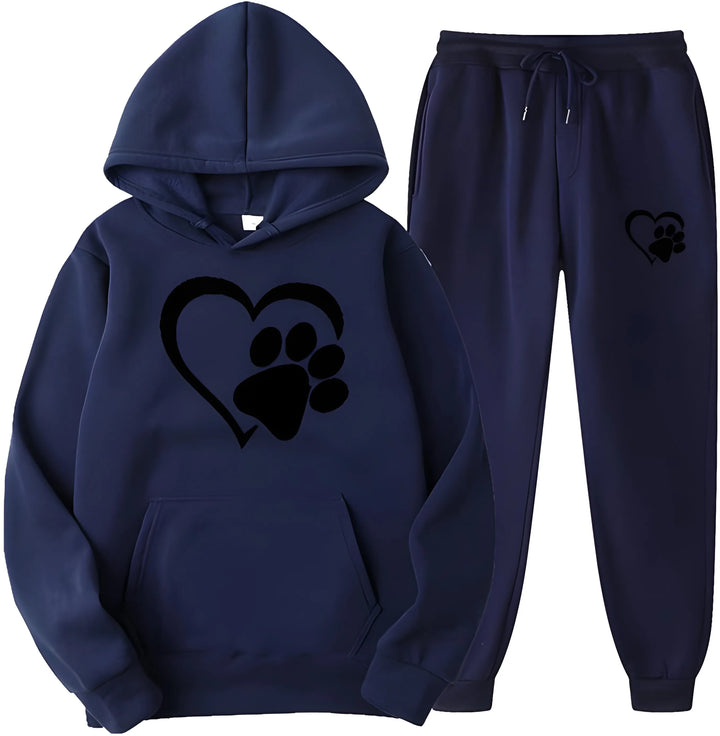 Women’s Printed Hoodie with Long Sleeves and Trousers Set