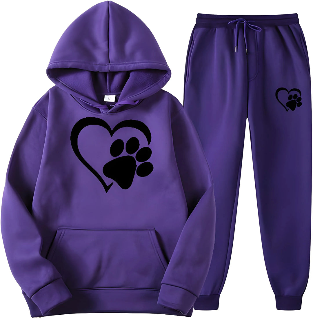 Women’s Printed Hoodie with Long Sleeves and Trousers Set