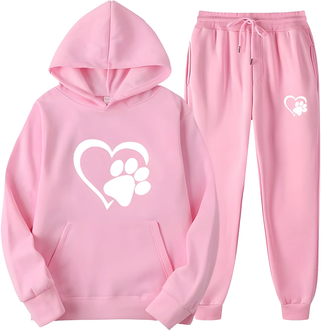 Women’s Printed Hoodie with Long Sleeves and Trousers Set