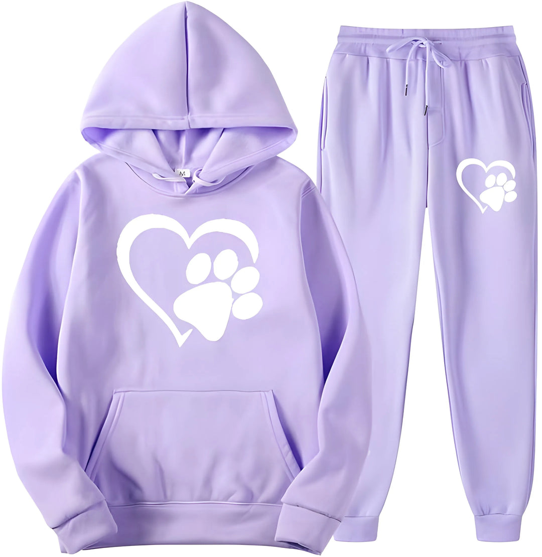 Women’s Printed Hoodie with Long Sleeves and Trousers Set