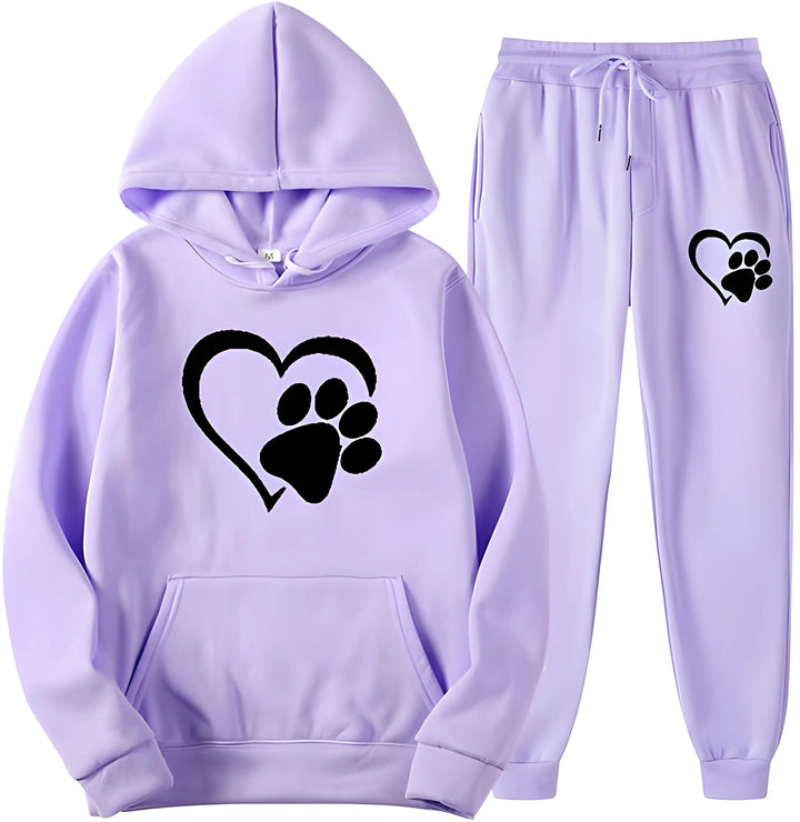 Women’s Printed Hoodie with Long Sleeves and Trousers Set